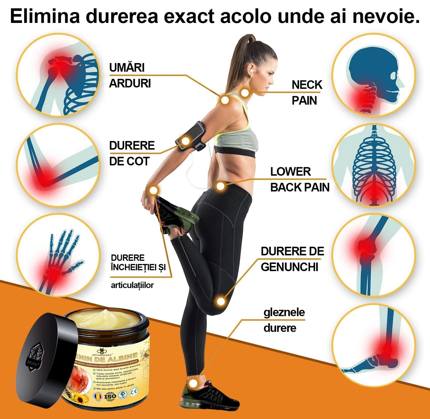 ArthroFree™ Venin de albine Cremă Terapeutică Analgezică🐝(în mod special pentru adulți mai în vârstă & SRCT recomandă)